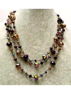Multi-Color Faceted Beaded Layered Statement Necklace